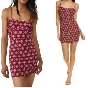 FREE PEOPLE Center of Attention Minidress-Fig Combo - Size XL